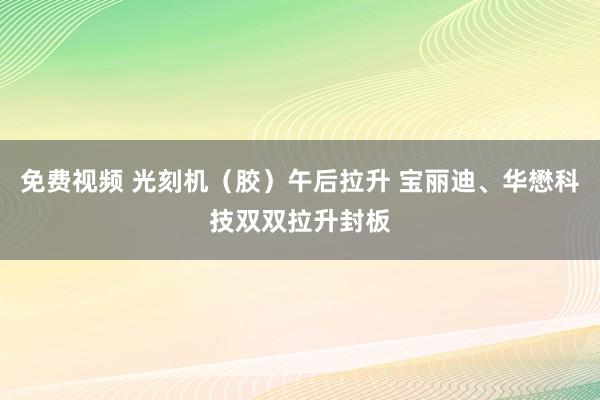 免费视频 光刻机（胶）午后拉升 宝丽迪、华懋科技双双拉升封板