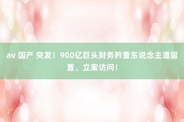 av 国产 突发！900亿巨头财务矜重东说念主遭留置、立案访问！