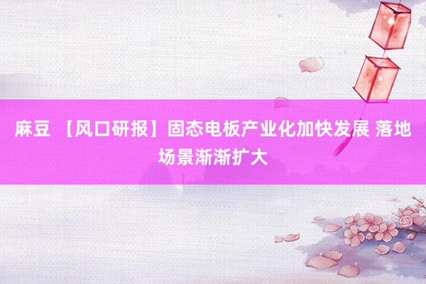 麻豆 【风口研报】固态电板产业化加快发展 落地场景渐渐扩大